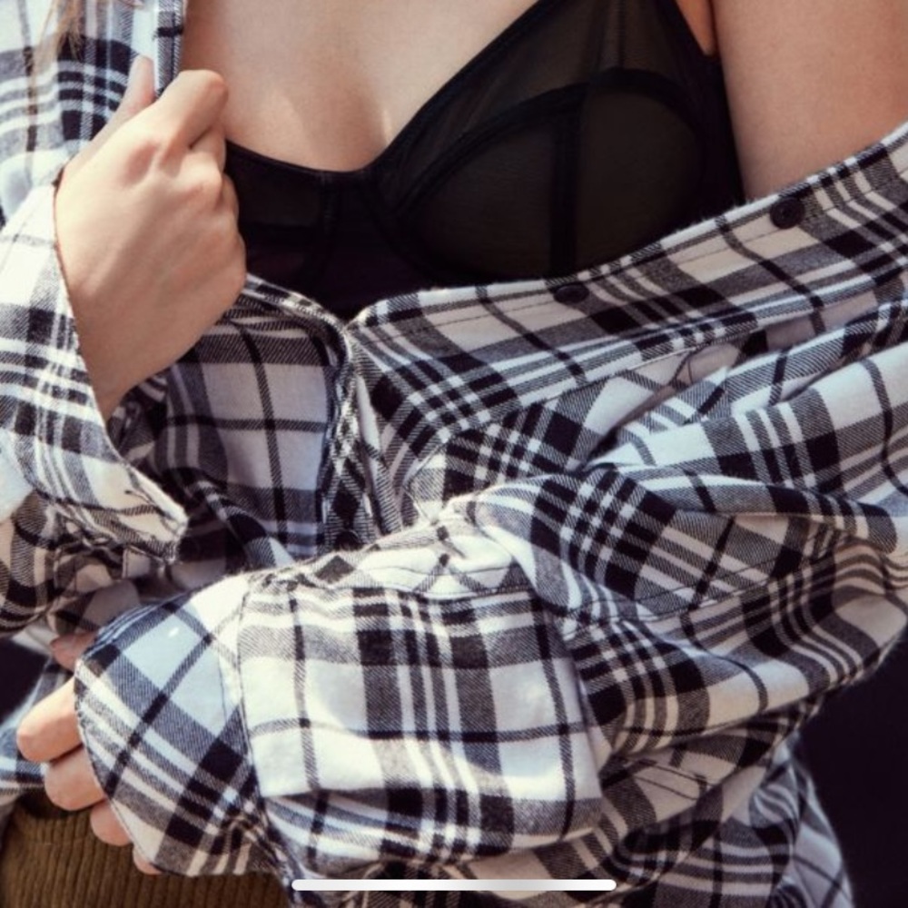 UO BDG Brendan Cosy Black and White Flannel Button-Down Shirt